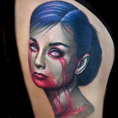 Tattoos - zombie Hepburn color portrait tattoo - 89823